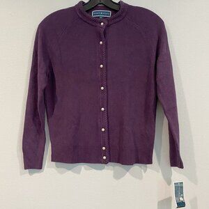 Karen Scott Purple Sweater with Fauz Pearl Buttons - Size PP